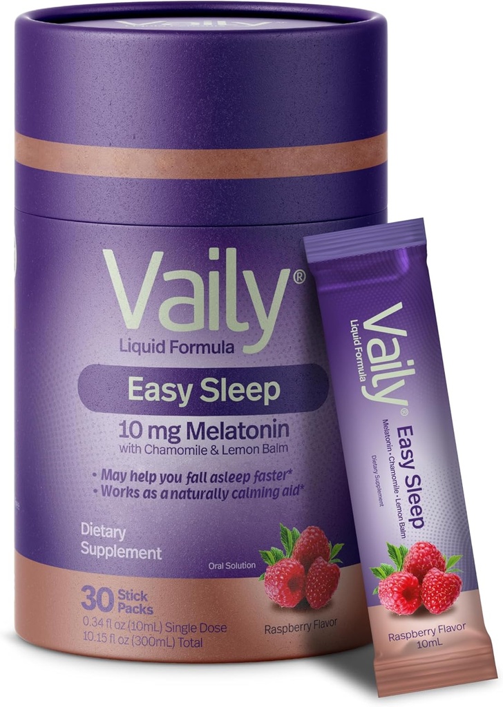 Venical Liquid Melatonin 10mg, Lemon Balm Extract Forbedret dvalecykler - Raspberry Flavored dvaletilskud, dvalehjælpevæske til voksne - Kamille Extract Natural dvaletilstand & afslapning Aid - 30 Doser