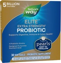Nature's Way Elite Extra Strength Probiotic Pearls for Men and Women, Supports Digestive, Immune, Colon Health*, 5 Billion Live Cultures, No Refrigeration Required, 30 Softgels