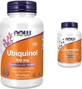 Now Supplements, Ubiquinol 100 mg, High Bioavailability (The Active Form of CoQ10), 120 Softels & Supplements, L- Carnitin 1000 mg, Pure Form, Amino Acid, Fitness Support *, 100 tabletter