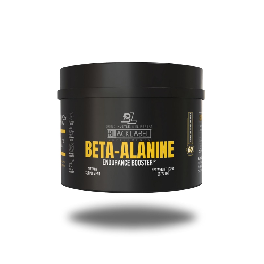 BLACKLABEL Kosttilskud Beta- Alanine Powder, 60 Servering - Unflavored Aminosyre supplement til Endurance Support, High- Intensity Training, Sprinting, Crossfit & Sport Performance - Coffein- Free