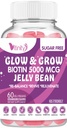 VITINITY Biotin 5000 Mcg Extra Strength Vegetarian (Vitamin B) Sugar- Free Supplement- Supporters Healthier Hår & Hud - Kvinder & Mænd 60 Veggie Sugar- Free Jelly Beans (30 dages forsyning)