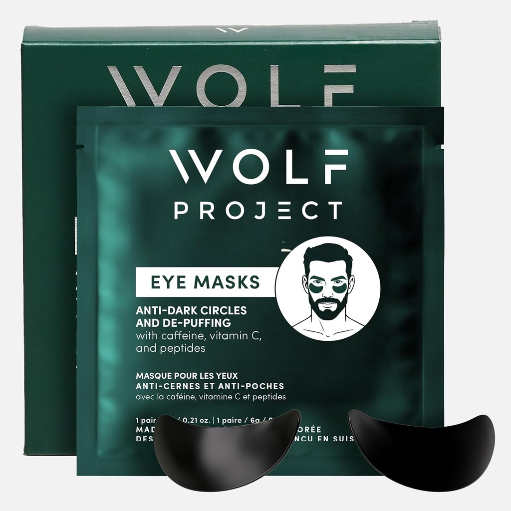 Wolf Project under Eye Patches (5 par) For mørke cirkler, Puffy øjne, og rynker - med koffein, C-vitamin og peptider. Under øje Masker Reducere trætte øjne og under øje poser
