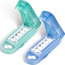 DUBSTAR 2PCS Pill Cutter Splitter til små og små piller, Multiple Pill Cutters til små eller store piller, Justerbar Pill Splitter med Center Device og Blade Guard (Blue + Cyan)