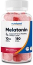 Nutricost Melatonin 10mg, 180 Gummies, Strawberry Flavored - Gluten Free, Non- GMO, No Corn Syrup