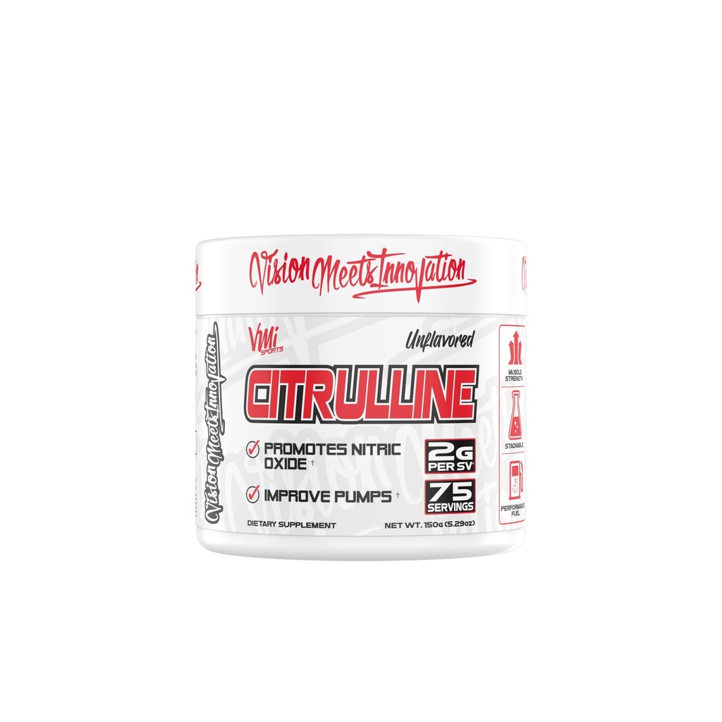 VMI Sports Citrullin Uflavored Powder Pure L- Citrullin • 124; Promote Nitrooxide Muskelpumper • 124; 2 g per Servering - 75 Servering