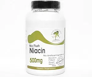 No Flush Niacin 500mg ~ 200 kapsler - Ingen tilsætningsstoffer ~ Naturetition Kosttilskud