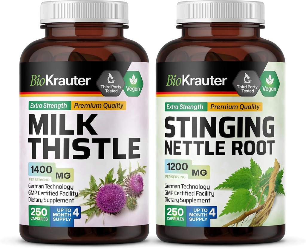 BIO KRAUTER Milk Thistle 250 Kapsler & Stinging Nettle 250 Kapsler
