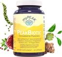 myPEAK PeakBiotic: Ultimate Vegan Synbiotic med 50 Millioner CFU Probiotika Prebiotika Postbiotika Modbiotika og Gut Lining at forbedre fordøjelsen, hud, og Mood med 2-måned Supply, 60 Kapsler