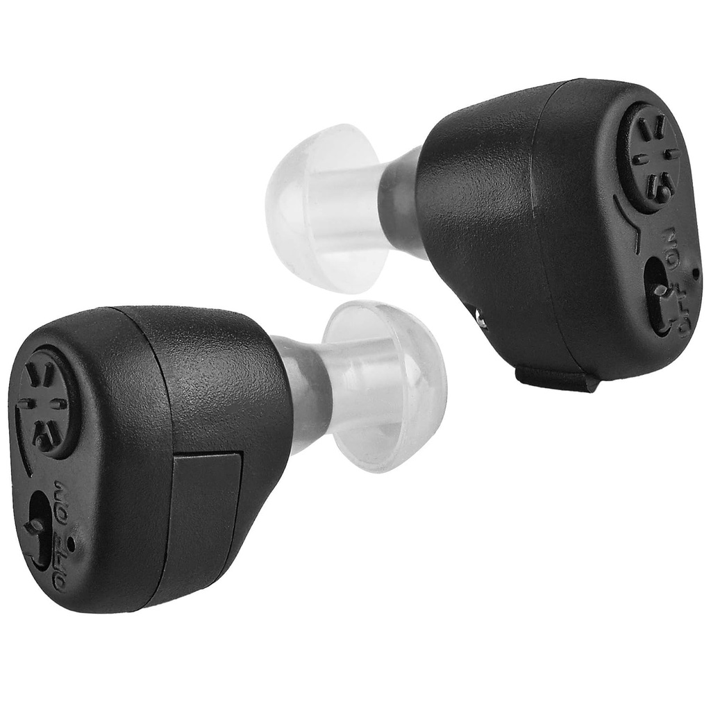 Digital - In- The- Canal (ITC) Par af In Ear enheder, Læge designet personligt for voksne og Enhancer Set, (sort)