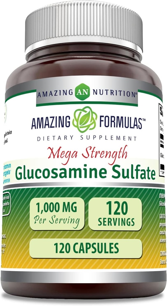 Amazing formulas Glucosamin Sulfate 1000 mg kapsler Supplement 124; Non- GMO