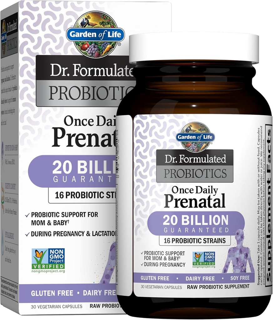 Livets have Dr. Formuleret Probiotika En gang daglig Prenatal - Acidophilus & Bifidobacteria Probiotisk støtte til mor & baby - Gluten, Dairy & Soy Free - 30 Count Vegetariske Kapsler