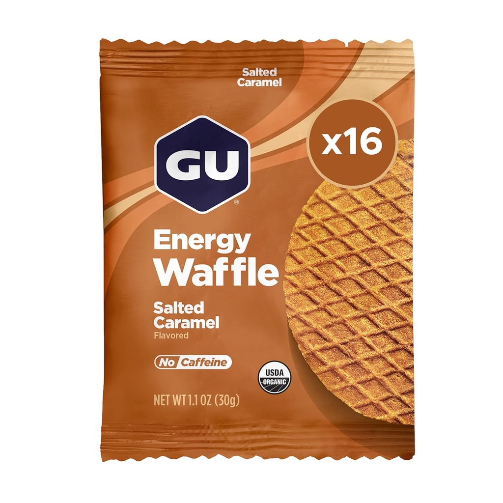 GU Energy Stroopwafel Salty 's Caramel Sport Nutrition Waffle, Kaffefri, og Kosher mejeri, On- the- Go Energy for any workout, 16 Greve