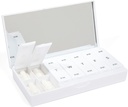 PORT X POLISH Designer Weekly Pill Box Organizer (AM / PM 2X Daily, Crisp White)