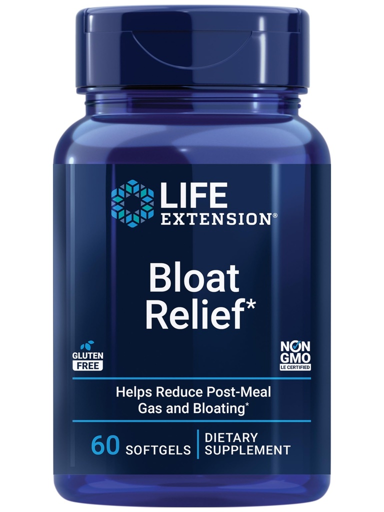 Life Extension Bloat Relief, Artichoke, Ingefær, Fennel og gurkemeje til fordøjelsessygdomme, Understøtter Bloating Relief og fremmer fordøjelsesbesvær Comfort, Gluten Free, Non- GMO, 60 bløddele