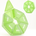 Ugentlig Pill Organizer, 2 Pack Portable Pill Box Medicine sag 6 Farver (Seven Day) Ny udgave af Vitamin / Fish Oil / Pills / Supplements- Gigt Friendly (Green)