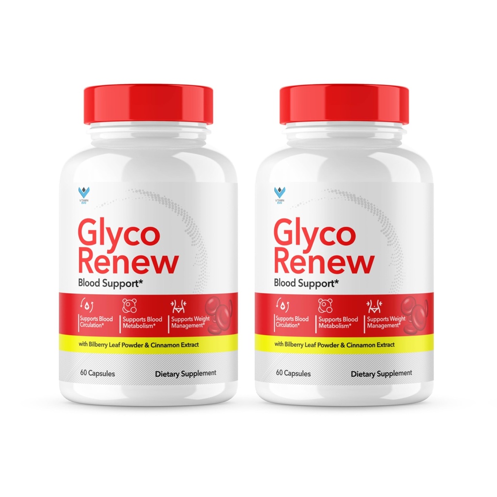 (2 Pack) Glyco Renew Blood Support - Glyco Renew Pills Original Formel Glycogen Clean Advanced Extra Strength, Glycol Renew Capsules Renewed Natural Ingredients (120 Kapsler)
