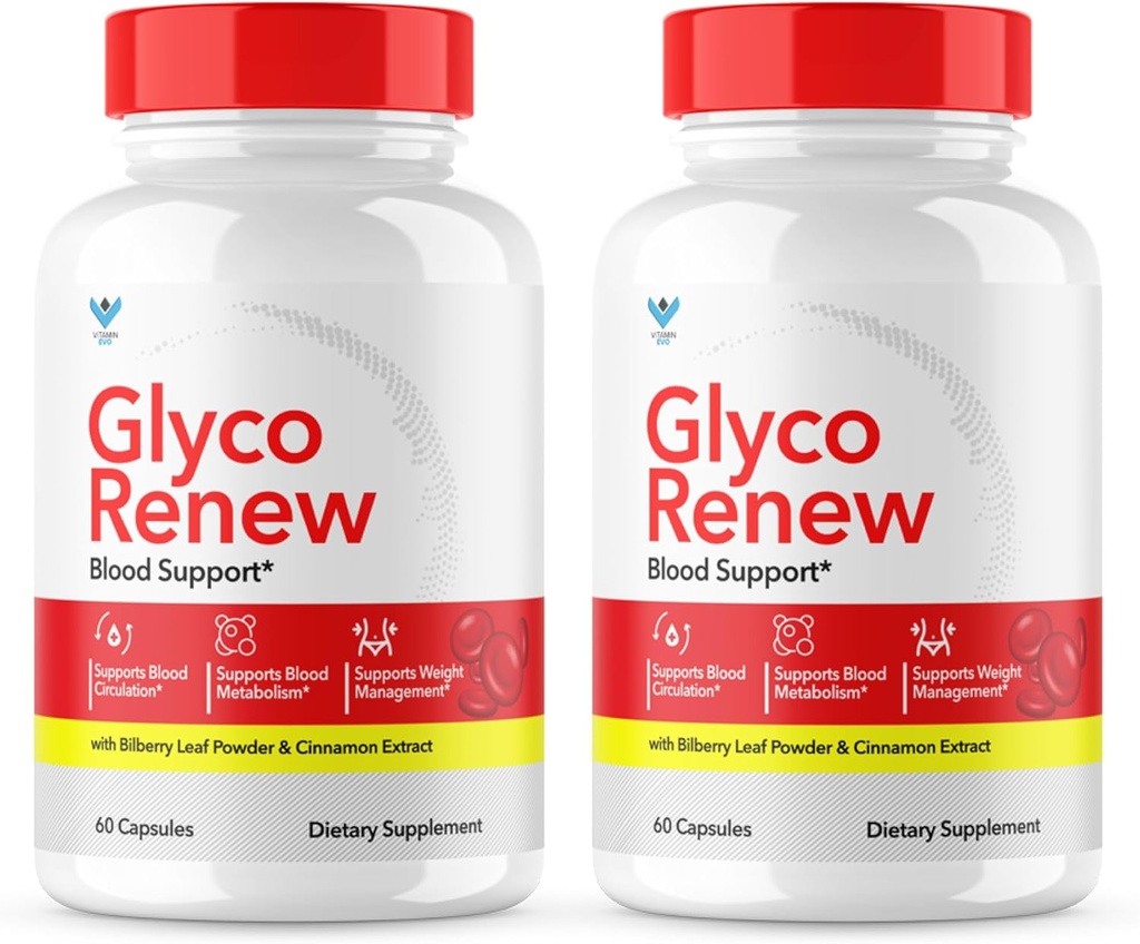 (2 Pack) Glyco Renew Blood Support - Glyco Renew Pills Original Formel Glycogen Clean Advanced Extra Strength, Glycol Renew Capsules Renewed Natural Ingredients (120 Kapsler)