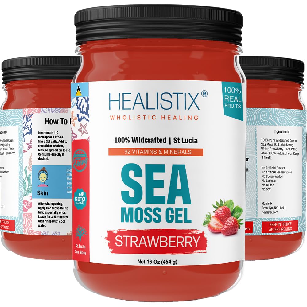 HX Strawberry Sea Moss Gel 16 Oz - St Lucia færdiglavet Seamoss Gel