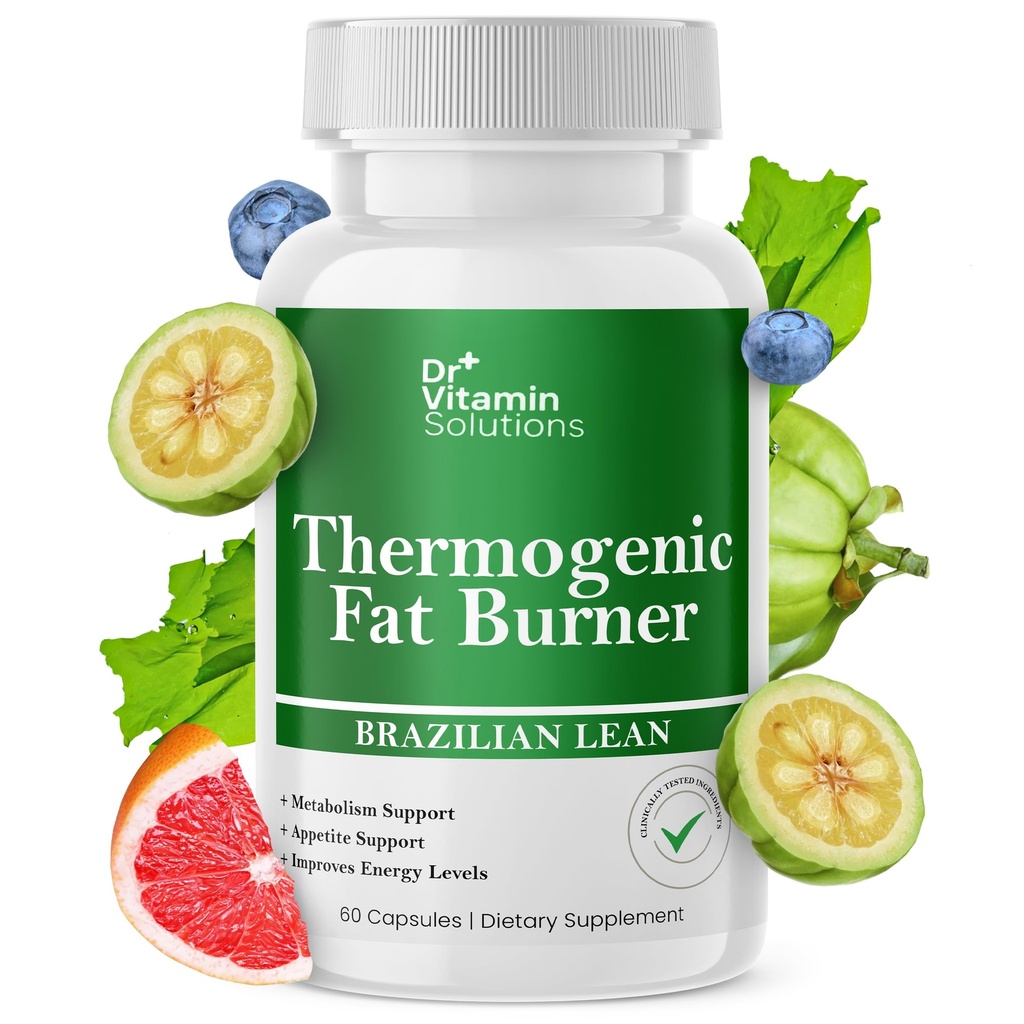 DR VITAMIN LØSNINGER Termogene Fat Burner Brasilianske Lean, vægttab piller for kvinder, waist trimmer & Kosttilskud til bloating for kvinder & mænd, 60 kapsler