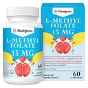 15mg L Methylfolat (5- MTHF) - Aktiv folinsyre - Beriget med vitaminer B6 og B12- 60 Vegetarkapsler - Ikke-GMO, Gluten- fri