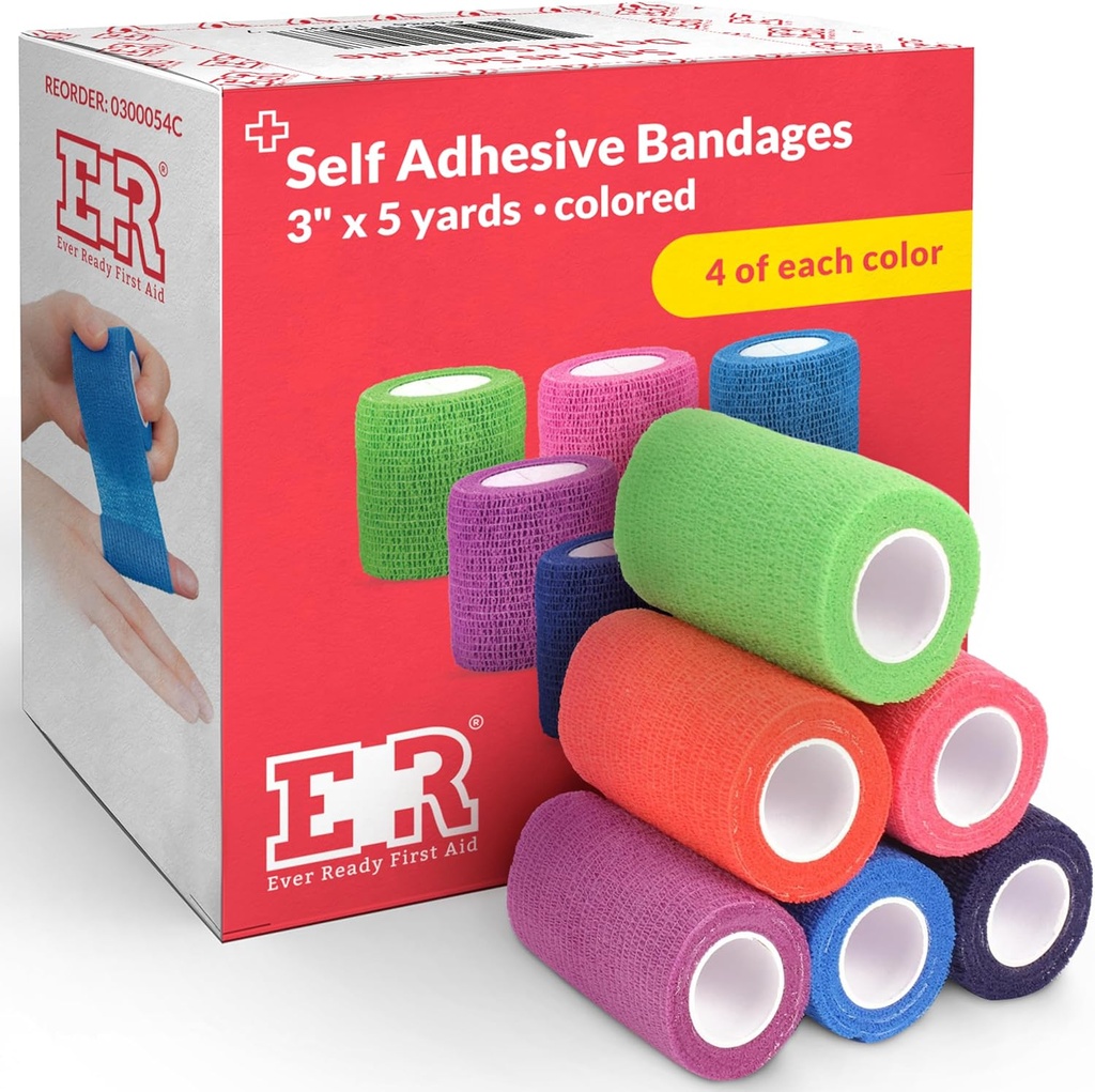 Nogensinde klar førstehjælp Self vedhæftede kohesive Bands 3 "x 5 Yards - 24 Greve, Rainbow farver