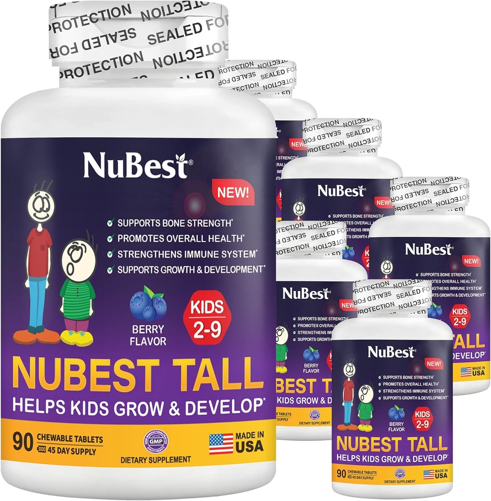 NuBest Tall Kids - Toddlers Vitaminer og Kids Vitaminer til alderen 2 til 9 - Support Bone Strength, Samlet Sundhed og Immunitet - Animal Shapes - 540 Chewable Berry Tablets