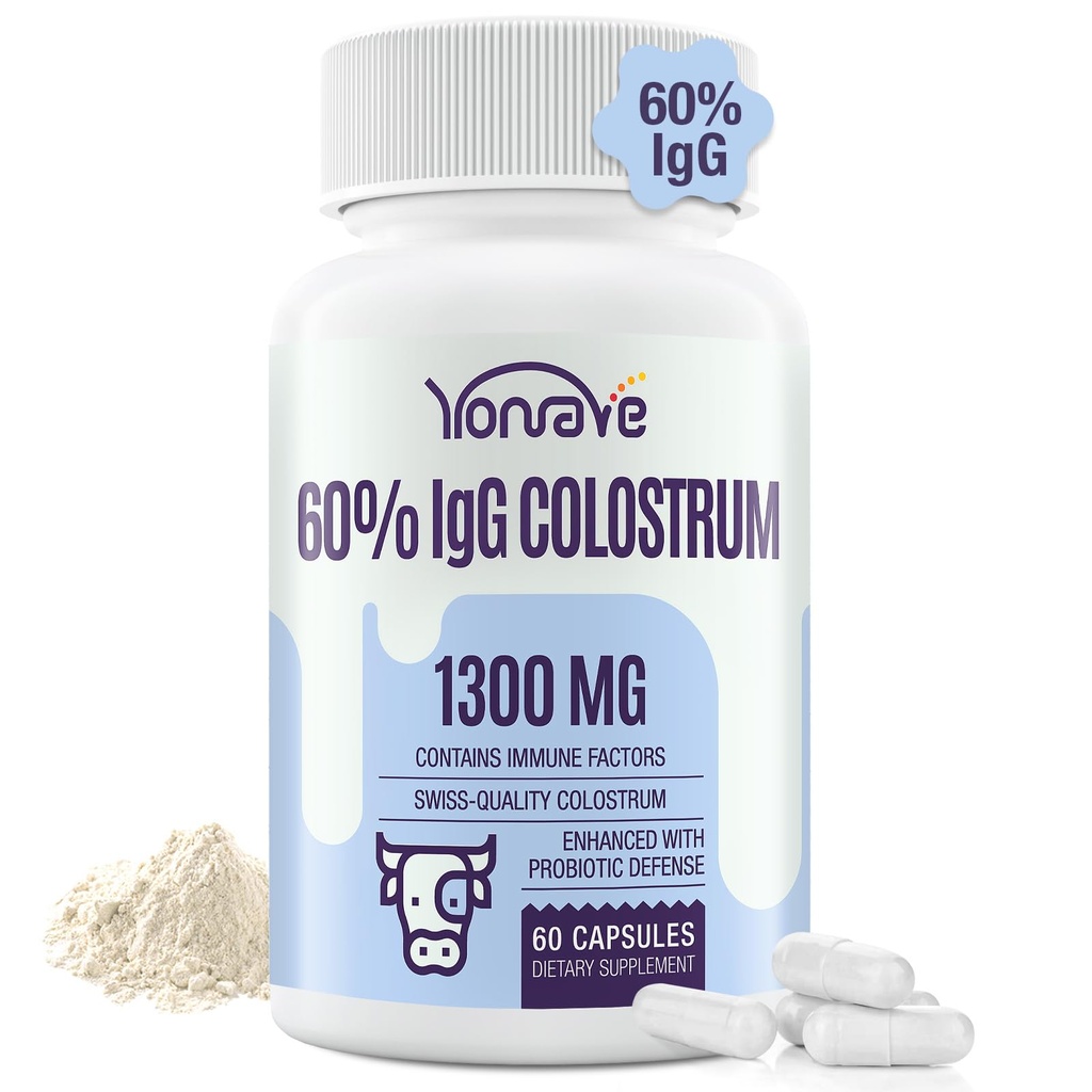 Bovin Colostrum Kapsler Supplement 1300mg - Extra High 60% IgG Bovin Colostrum - Gut, Bone, Motion, Immun - 60 Kapsler