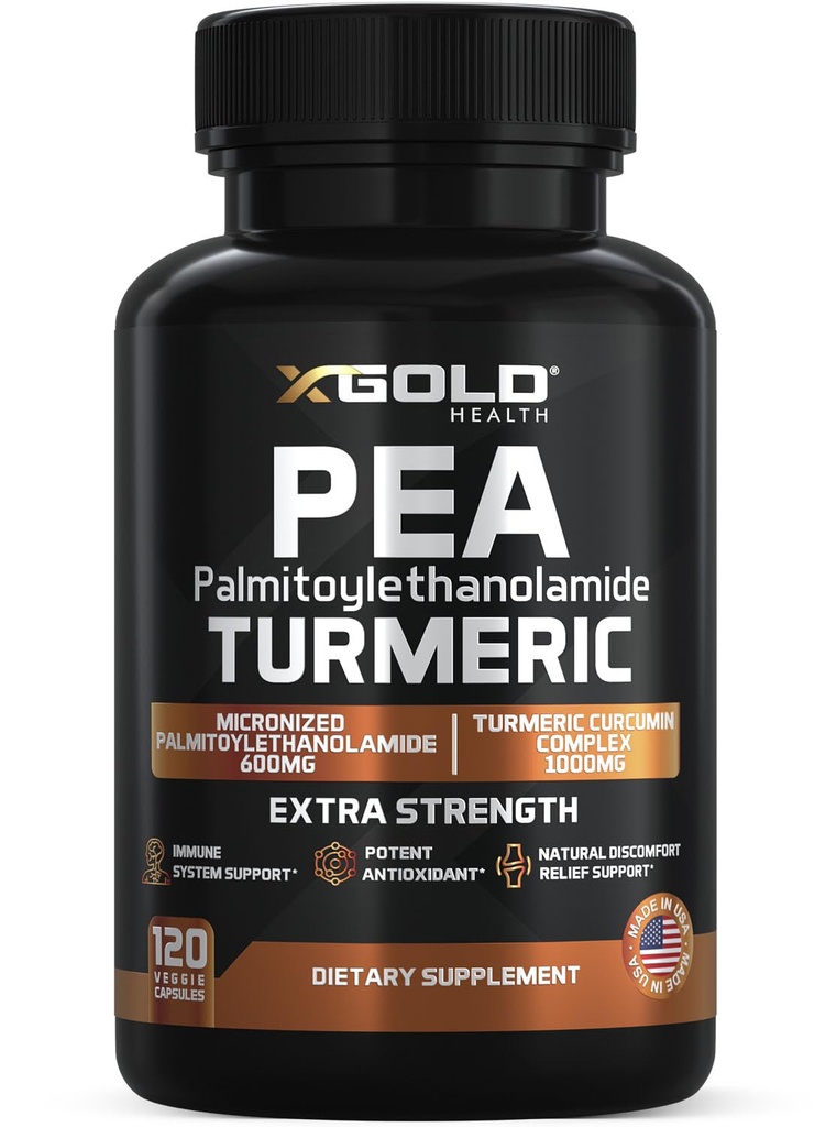 Pea Palmitoylethanolamid + gurkemeje Curcumin Complex - 1600mg Mikroniseret 99% & 95% Curcuminoids - High Potency Joint Support, Mobility & Comfort - Made in USA