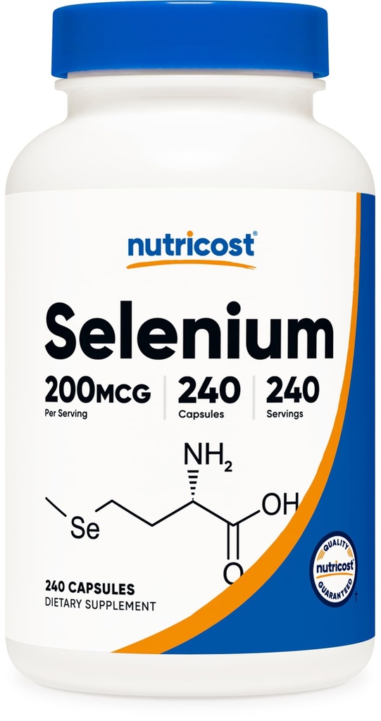 Nutricost Selenium 200mcg, 240 Vegetariske Kapsler, Non- GMO, Gluten Free L- Selenomethionin