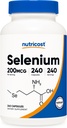 Nutricost Selenium 200mcg, 240 Vegetariske Kapsler, Non- GMO, Gluten Free L- Selenomethionin
