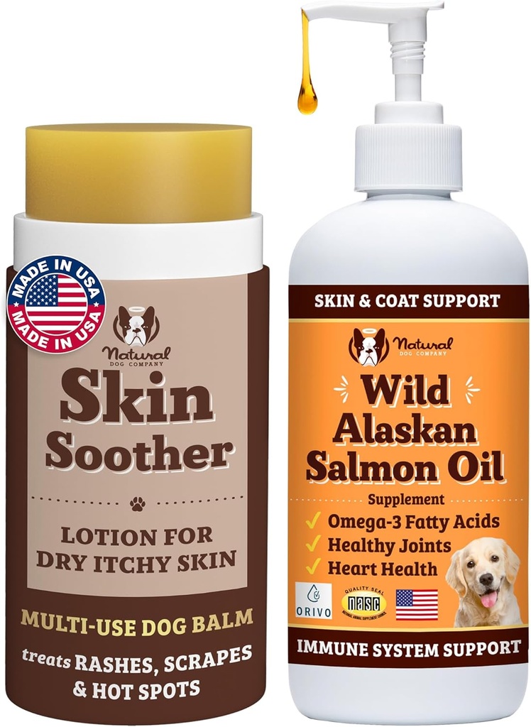Natural Dog Company Sund Skin Bundle, understøtter sund hud og lindrer tørre, Itchy Hud, Allergi Relief for hunde