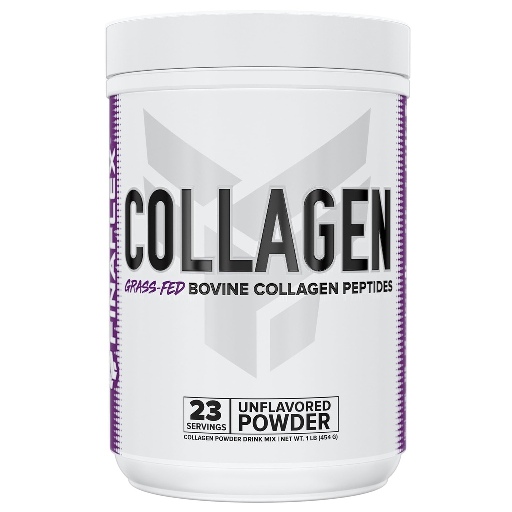 FINAFLEX Pure Collagen, Unflavored - 1 LB - Understøtter Hår, Hud, Nails & Joints - 19g af Grass- Fed Bovine Collagen Peptider Per Servering - 23 Servering