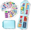 Pill Organizer med Medicine Labels 161 Labels Travel Daily Pill Container Mini Medication Organizer Storage Pill Organizer Travel Essentials Pill Case 7 Dag (blå, 1 pakke)