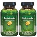 Irwin Naturals Brain Awake - 60 Liquid Softgels, Pack of 2 - Forbedret mental ydeevne, Øget fokus, Klarhed & Koncentration - Nootrop Booster med L- Theanin, Bacopa, MCT
