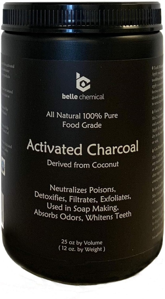 Stor - Less-Mess Jar Coconut Aktiveret Charcoal Powder - Bulk - Food Grade, Kosher, NSF - Tandblegning, Ansigtsscrub, Sæbe Making