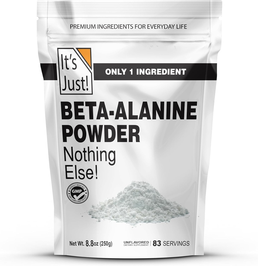 Det er bare! - Beta- Alanine Powder, Pre- Workout Supplement, 250g Bulk, Unflavored, 3000mg Per Servering (250g / 83 Servering)