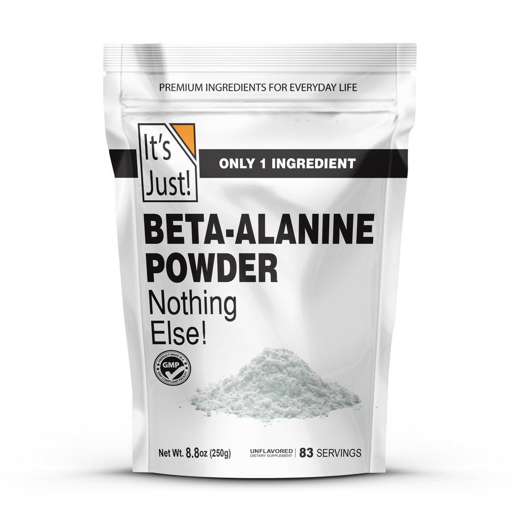 Det er bare! - Beta- Alanine Powder, Pre- Workout Supplement, 250g Bulk, Unflavored, 3000mg Per Servering (250g / 83 Servering)