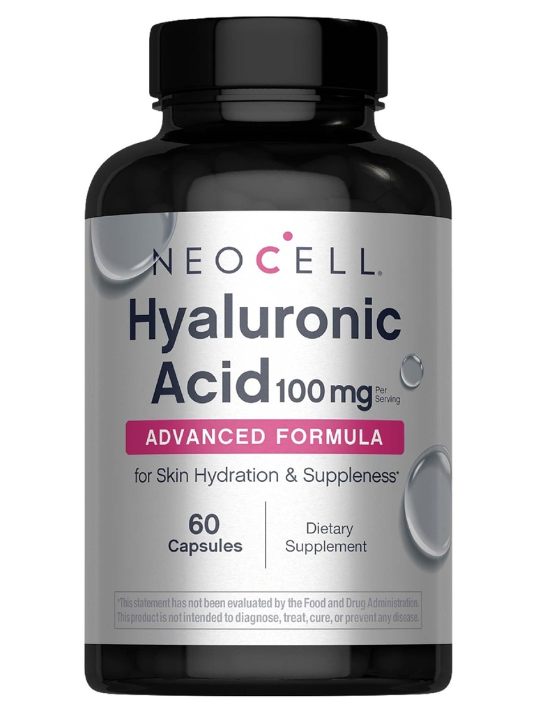 NeoCell Hyaluronsyre kapsler, Essential Smøremiddel, Understøtter Tissue Hydration, Gluten Free, 60 Greve, 1 flaske