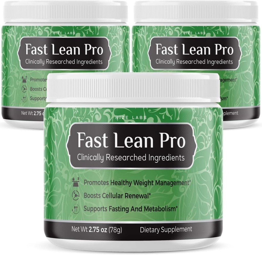 rize labs Fast Lean Pro, Official Fast Lean Pro Advanced Formel Supplement Anmeldelser, FastLeanPro Hydration BCAA drikke kapsler i en krukke, let at Scoop og Tastes Great (90 Servere) (Pack of 3)