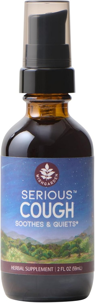 WishGarden urter - Alvorlig hoste, Økologisk urte Hoste suppressiv supplement, Lindser og Calms fælles hals og bronkial irritation (2 Ounce Pump)