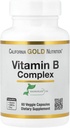 California Gold Nutrition Vitamin B Complex, Thiamin B1, Riboflavin B2, Niacin B3, Pyridoxin B6, Biotin B7, Pantothenic Acid B5 og Pro Folate B9, Gluten Free, Non GMO, 60 Veggie kapsler