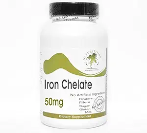 Jern chelat 50mg ~ 100 kapsler - ingen tilsætningsstoffer ~ Naturetition Kosttilskud