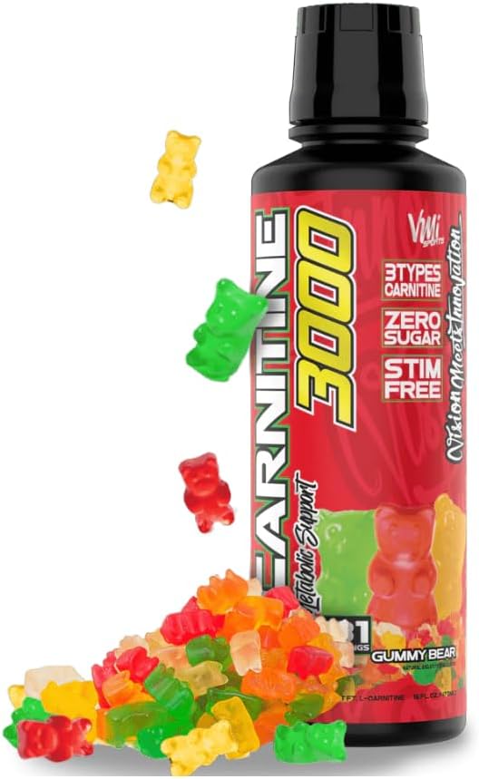 L- Carnitin 3000 Flydende • 124; 3000 mg Carnitin Supplement • 124; Zero Calorie Zero Sugar Keto Venlig for mænd og kvinder - Great Tasting • 124; 31 Serveringer (Gummy Bear, 16 fl. oz.)