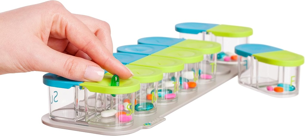 Sagely Smart Active Weekly Pill Box Organizer- AM / PM Pill Planner med gratis app og 7 Aftagelige Pods