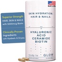 GLOW Anti Aging Supplement - Hyabest ® Hyaluronsyre, Phytoceramider, 5000 mcg biotin, vitamin A, C, E, Zink - hår hud negle Vitaminer for kvinder & mænd - Wrinkles & hud hydrering - 60 kapsler