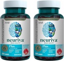 NEURIVA Plus Brain Supplement for hukommelse, fokus og koncentration + kognitiv funktion med Nootropics Phosphatidylserin og Neurofaktor, VIT B6 & B12, Strawberry Flavor, 50 gummies (2 Pack)
