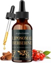 Liposomal Berberine Drops Supplement 3000mg - Høj Absorption AMPK Activator, Organic Berberine HCl Complex med Ceylon Cinnamon & Ingefær til immunforsvar & fordøjelse (2 fl oz)