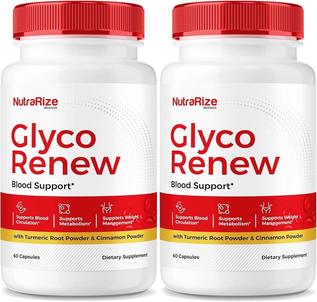 NutraRize (Pack of 2 Glyco Renew Pills, All Natural Blood Support Formula, Maximum Strength Supplement to Maintain Stable Levels, Your Journey Towards Health, Official Reviews (120 Capsules)