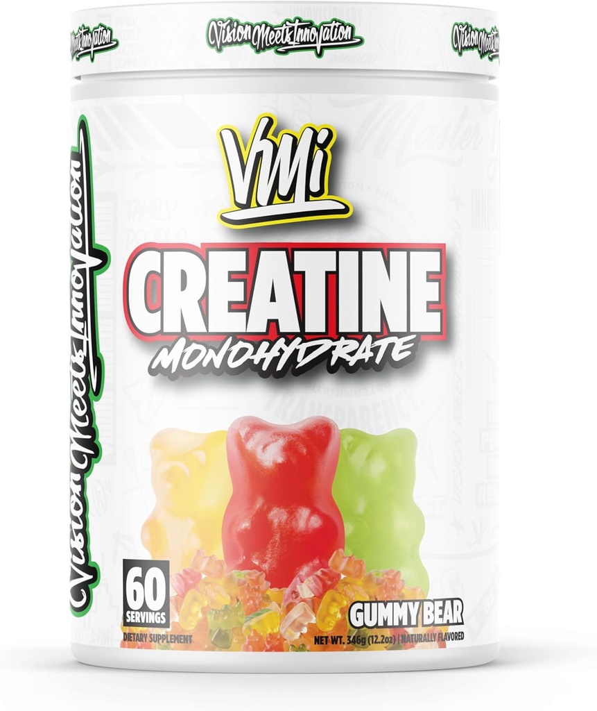 VMI Sports Creatin Monohydrat Powder Muscle Mass - Strength - Strength - Power Note 124; 5 Bedste pr Servering (60 Servering, Gummy Bear)