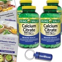 Spring Valley Calcium citrat tabletter Kosttilskud 600 mg 300 Ct 4 stk Choice Bundle (1200 i alt) + Vitamin Guide & Pill Container (6 genstande)!